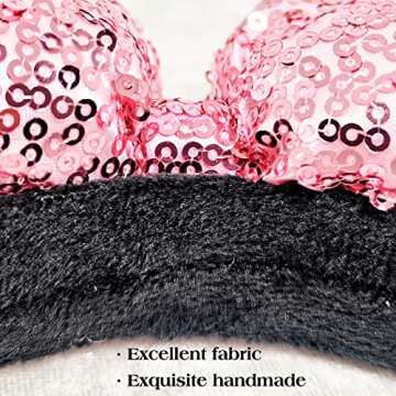 FACHPINT 2pcs Gold/Pink Mouse Ear for Women & Girl, Mouse Ears Adult for Party Decoration Headwear Accessories