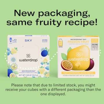 Waterdrop Hydration Cubes, 4 Flavor Variety Pack, Vitamin C, E, B1, B3, B6, B7 & Electrolyte Drops f...