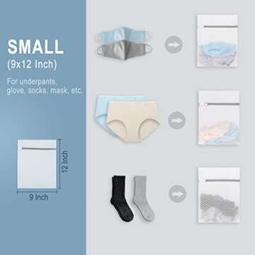 3Pcs Durable Honeycomb Mesh Laundry Bags for Delicates 9 x 12 Inches (3 Small)