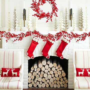 Red Berry Christmas Garland Decor for Home Berry Garland Decor for Indoor Outdoor Holiday Christmas Dinner Party Christmas Garden Decorations