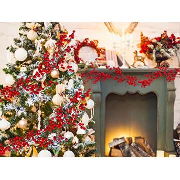 Red Berry Christmas Garland Decor for Home Berry Garland Decor for Indoor Outdoor Holiday Christmas Dinner Party Christmas Garden Decorations