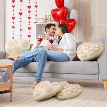 Suzile 2 Pcs Valentines Heart Throw Pillow 14.17 x 15.74 in Heart Shaped Love Accent Pillow with Core for Valentine's Day Gift Living Room Decor
