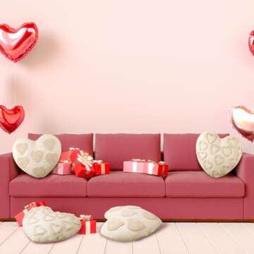Suzile 2 Pcs Valentines Heart Throw Pillow 14.17 x 15.74 in Heart Shaped Love Accent Pillow with Core for Valentine's Day Gift Living Room Decor