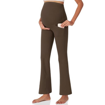 POSHDIVAH Women's Maternity Yoga Pants Work Lounge Stretchy Bootcut Flare Pants Pregnancy Dress Trou...