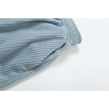 Monkay Women's Corduroy Pants Y2k Vintage Wide Leg Pants Mid Waist Elastic Waist Loose Fit Straight Pockets Trousers (Khaki,Large)