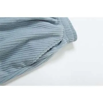 Monkay Women's Corduroy Pants Y2k Vintage Wide Leg Pants Mid Waist Elastic Waist Loose Fit Straight Pockets Trousers (Khaki,Large)