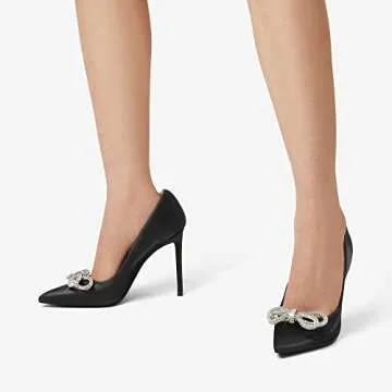 DREAM PAIRS Women's High Heels for Women Classic Pointed Closed Toe Heels Sexy Sparkly Rhinestone Stiletto Pumps Elegant Versatile Wedding Bridal Party Dress Shoes