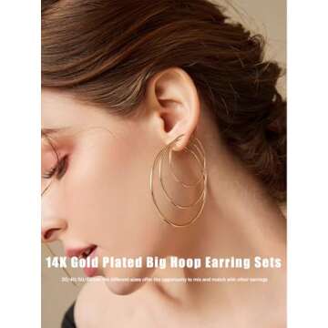 Elegant Silver Gold Hoop Earrings Set for Women - Hypoallergenic