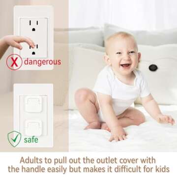 30 Pcs Outlet Covers, Baby Proofing Electrical Protector with Hidden Pull Handle, 3-Prong Improved Safety Plug Covers (White)