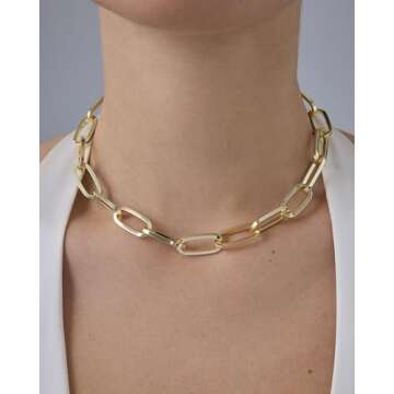 Stylish PAVOI 14K Gold Plated Chunky Paperclip Chain Necklace for Women | Hypoallergenic Jewelry