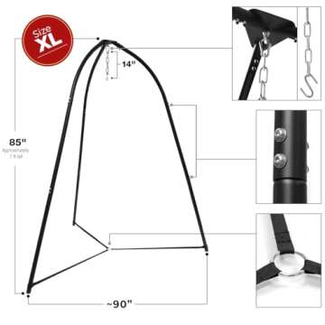 Sorbus Tripod Hanging Chair Stand - 330 lbs Capacity Heavy Duty Steel Sensory Swing Weather & Rust R...