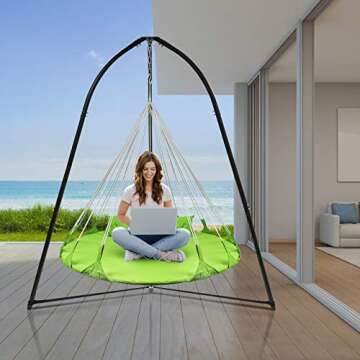 Sorbus Tripod Hanging Chair Stand - 330 lbs Capacity Heavy Duty Steel Sensory Swing Weather & Rust Resistant - Adjustable Portable Hammock Stand for Lounger, Saucer, Air Porch, Indoor/Outdoor, Patio