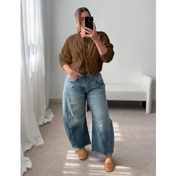 Zhiyouni Women's Cropped Cardigan - Chic Chunky Knit Style