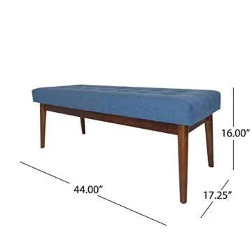 Mid-Century Tufted Ottoman in Blue - Perfect for Comfort