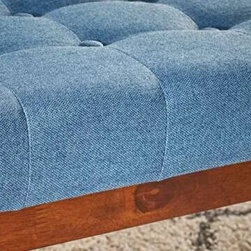 Mid-Century Tufted Ottoman in Blue - Perfect for Comfort