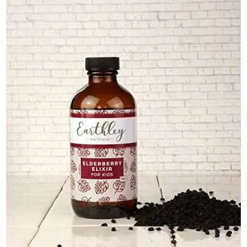 Earthley Elderberry Herbal Extract, Made with 100% Organic Ingredients, Concentrated Formula, Immune Supporting Herbs, Gluten-Free, Soy-Free, Corn-Free, No Added Sugars or Colors (2oz, Kids)