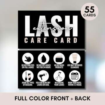 Cute Modern Lash Extension After Care Cards/Pack of 55 business card size. Eyelash extensions supplies great for your lash extension kit (Black, White and tan/light pink)
