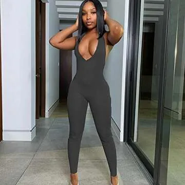 LuFeng Women’s Sexy Black Halter Jumpsuit for Parties