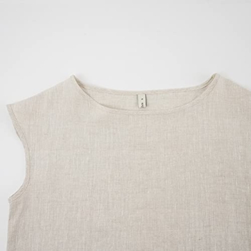 Amazhiyu Women's 100% Linen Casual Cap Sleeve Top