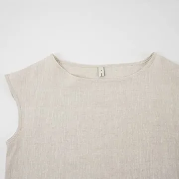 Amazhiyu Women's 100% Linen Casual Cap Sleeve Top