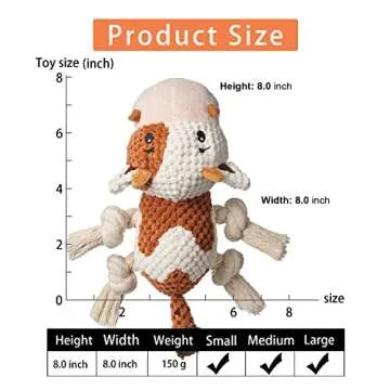 Sedioso Dog Toys, Dog Plush Toy for Large Breed, Cute Squeaky Dog Toys with Crinkle Paper, Dog Chew Toys for Puppy, Small, Middle, Big Dogs (Cow)