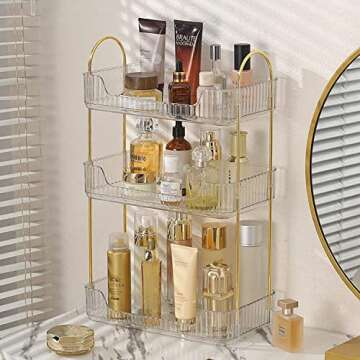 shuang qing Bathroom Counter Organizer Countertop Storage, Cosmetics Skincare Shelf Organizer, Makeu...