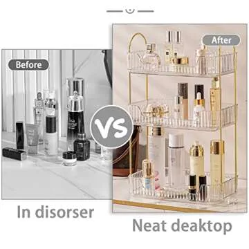 shuang qing Bathroom Counter Organizer Countertop Storage, Cosmetics Skincare Shelf Organizer, Makeup Organizer Perfume for Dresser Vanity Tray, Spice Rack Organizer for Kitchen(3 Tier-Clear)
