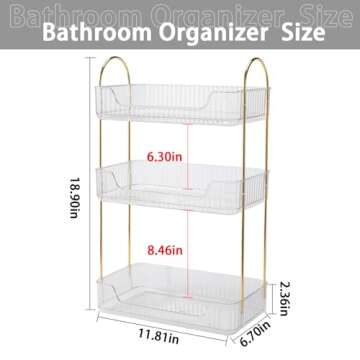 shuang qing Bathroom Counter Organizer Countertop Storage, Cosmetics Skincare Shelf Organizer, Makeup Organizer Perfume for Dresser Vanity Tray, Spice Rack Organizer for Kitchen(3 Tier-Clear)