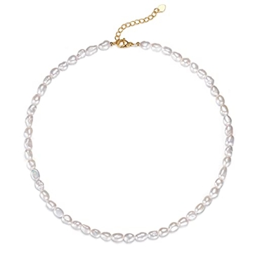 Pearl Necklaces for Women - Pearl Choker Necklace Strands Short Tiny Adjustable Chain Handmade Vinta...