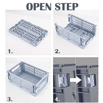 Xuanmuque 5-Pack Collapsible Plastic Storage Baskets for Organizing with Handle, Crate Bin for Desk Bedroom Office Bedroom, 9.8InL x 6.5InW x 3.8InH, Multicolor, 5 Pack