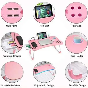 Slendor Laptop Desk - Foldable Bed Stand for Comfort
