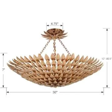 Crystorama Broche 8 Light Antique Gold Chandelier
