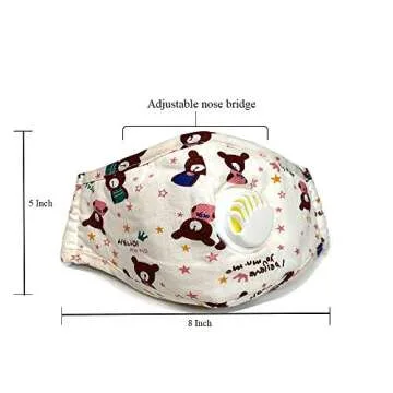 Children’s Reusable Cotton Dust Face Cover with Filter. 2 Masks Plus 4 Filters. Wash and Re-usable Made with 100% Cotton for A Comfortable Wear All Day Long. (Gray n Beige)