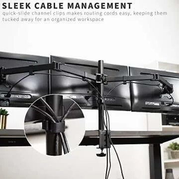 VIVO Triple Monitor Adjustable Desk Mount, Articulating Tri Stand, Holds 3 Screens up to 24 inches, Black, STAND-V003Y
