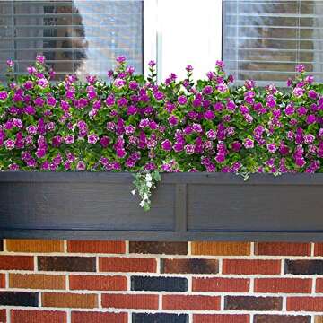 Artificial Flowers, Fake Outdoor UV Resistant Plants Faux Plastic Greenery Shrubs Indoor Outside Han...