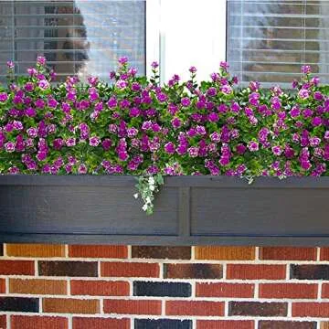 Artificial Flowers, Fake Outdoor UV Resistant Plants Faux Plastic Greenery Shrubs Indoor Outside Han...