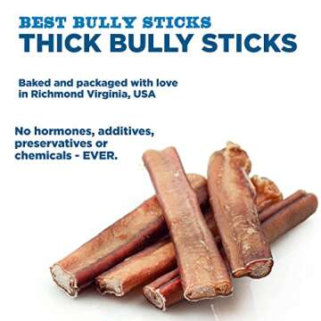 Best Bully Sticks 6 Inch Thick Bully Sticks for Dogs - 5 Count (Pack of 1) - All-Natural, Grass-Fed Beef, Single Ingredient, Grain and Rawhide Free - Large Breeds