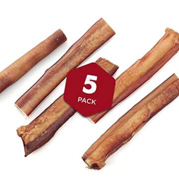 Best Bully Sticks 6 Inch Thick Bully Sticks for Dogs - 5 Count (Pack of 1) - All-Natural, Grass-Fed Beef, Single Ingredient, Grain and Rawhide Free - Large Breeds