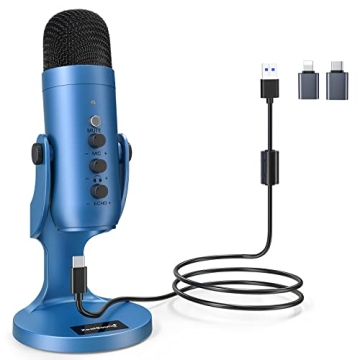 ZealSound USB Microphone,Condenser Gaming Mic for Phone/Laptop/PC/PS4/5/Computer,Microphone with Gai...