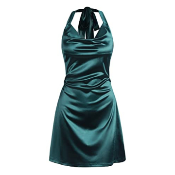 ZAFUL Women Halterneck Satin Mini Dress - Sexy Party Cocktail Dress