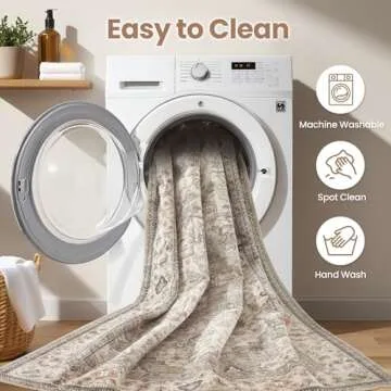 EIEIHOUSE Washable Area Rugs for Living Room - 9x12 Neutral Vintage Distressed Floral Farmhouse Boho Large Soft Floor Rug Indoor Non Slip Carpet for Bedroom Dining Room Office - Brown/Multi