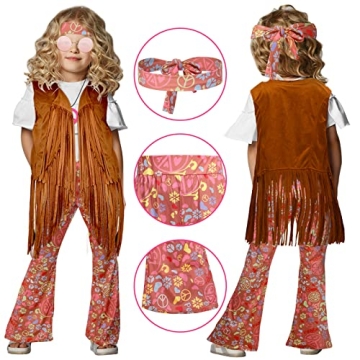 Stylish Jenaai Kids 60s 70s Hippie Outfit Set for Girls