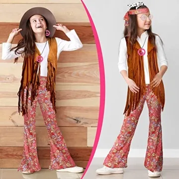 Stylish Jenaai Kids 60s 70s Hippie Outfit Set for Girls