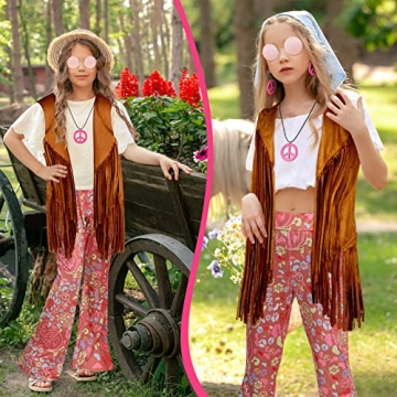 Stylish Jenaai Kids 60s 70s Hippie Outfit Set for Girls