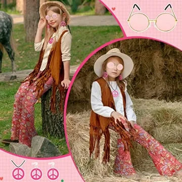 Stylish Jenaai Kids 60s 70s Hippie Outfit Set for Girls