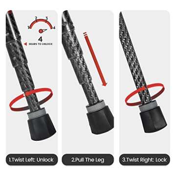 Fotopro Carbon Fiber Tripod 51 Inch 360 Degree Ball Head Quick Release Plate Lightweight Camera Tripod for Travel Tripod Folded Height Only 13.9",Max Loads up to 17.6lbs,Grey