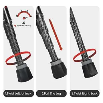 Fotopro Carbon Fiber Tripod 51 Inch 360 Degree Ball Head Quick Release Plate Lightweight Camera Tripod for Travel Tripod Folded Height Only 13.9",Max Loads up to 17.6lbs,Grey