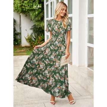 Simplee Women’s Spring Floral Maxi Wedding Guest Dress - Bohemian Style