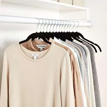 Amazon Basics Slim, Velvet, Non-Slip Shirt Clothes Hangers, Pack of 30, Black