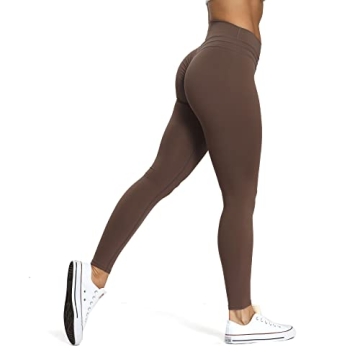 Aoxjox High Waisted Workout Leggings for Women | Luna Buttery Soft Yoga Pants 26" (Fudge Coffee, Med...